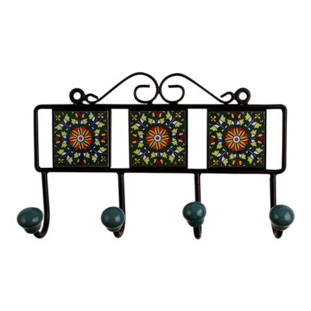 Green Floral Ceramic Tiles Hooks-468